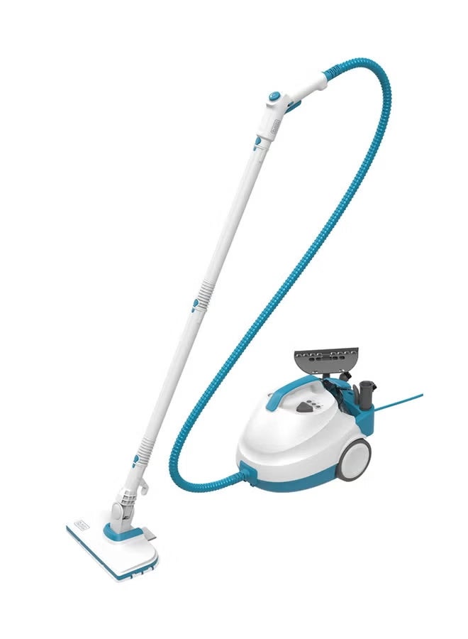 بلاك آند ديكر منظف ​​بخاري مضغوط - ضغط 4 بار - خزان سعة 1.2 لتر - رأس دوار 180 درجة - يقضي على 99.9% من الجراثيم - 8 ملحقات - مناسب لجميع أنواع الأرضيات المغلقة - أبيض/أزرق - صديق للبيئة - 2000 واط - BHSMP2008-GB - Image 1